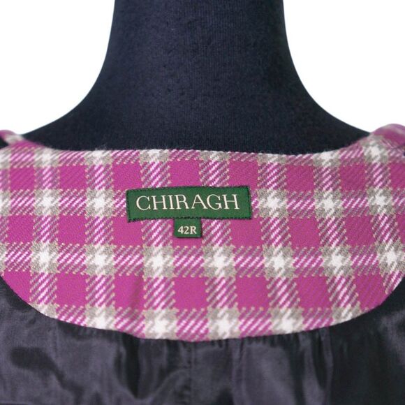 Mens Plaid Vest 42R Pink White Lambswool Waistcoat Formal Wedding Prom Party - Picture 3 of 10